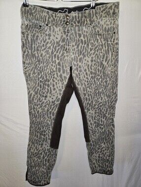 Goode Rider Women's Full Seat Breeches 34 Long Leopard Pattern Jeans Pants